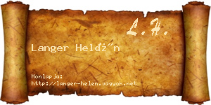 Langer Helén névjegykártya